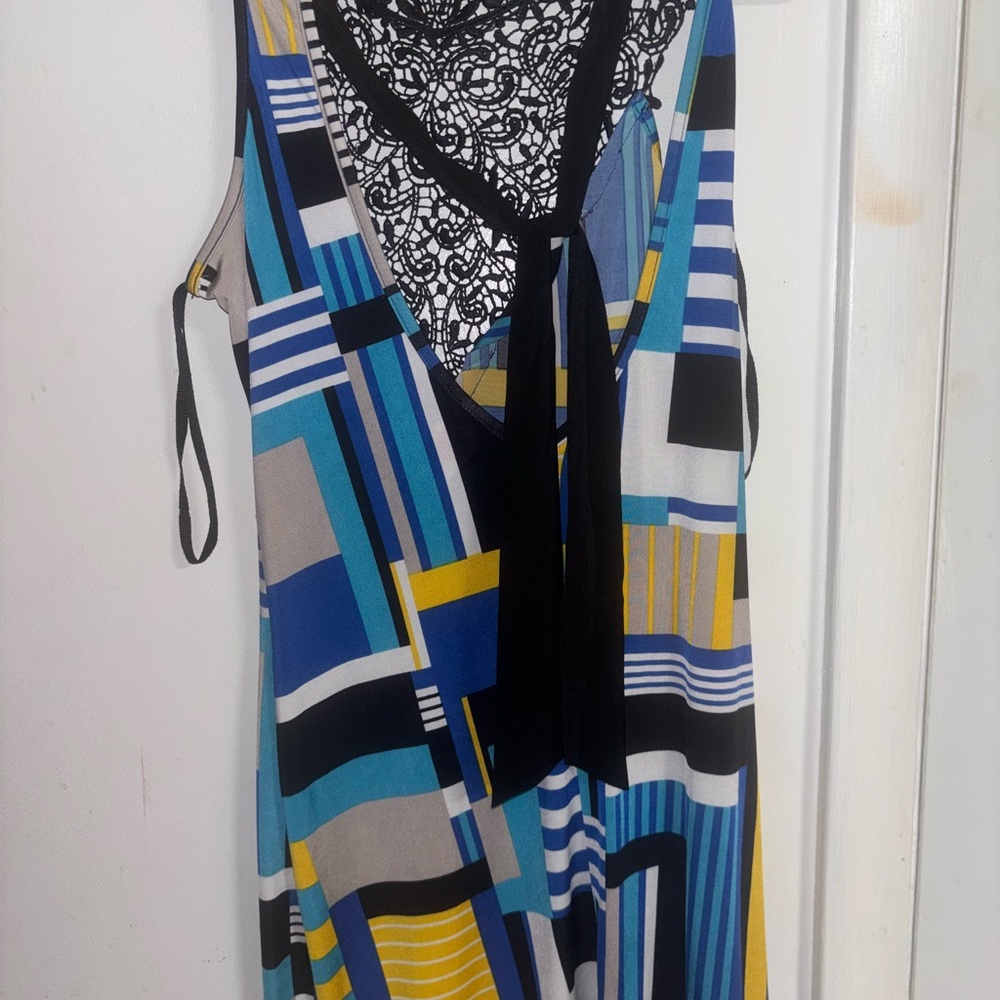 Colorful Geometric Dress with Lace Detail